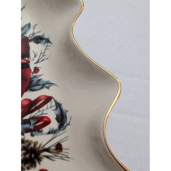 Lenox China Winter Greetings Cardinal on pine tree branch Christmas Tree trinket - Picture 3 of 12